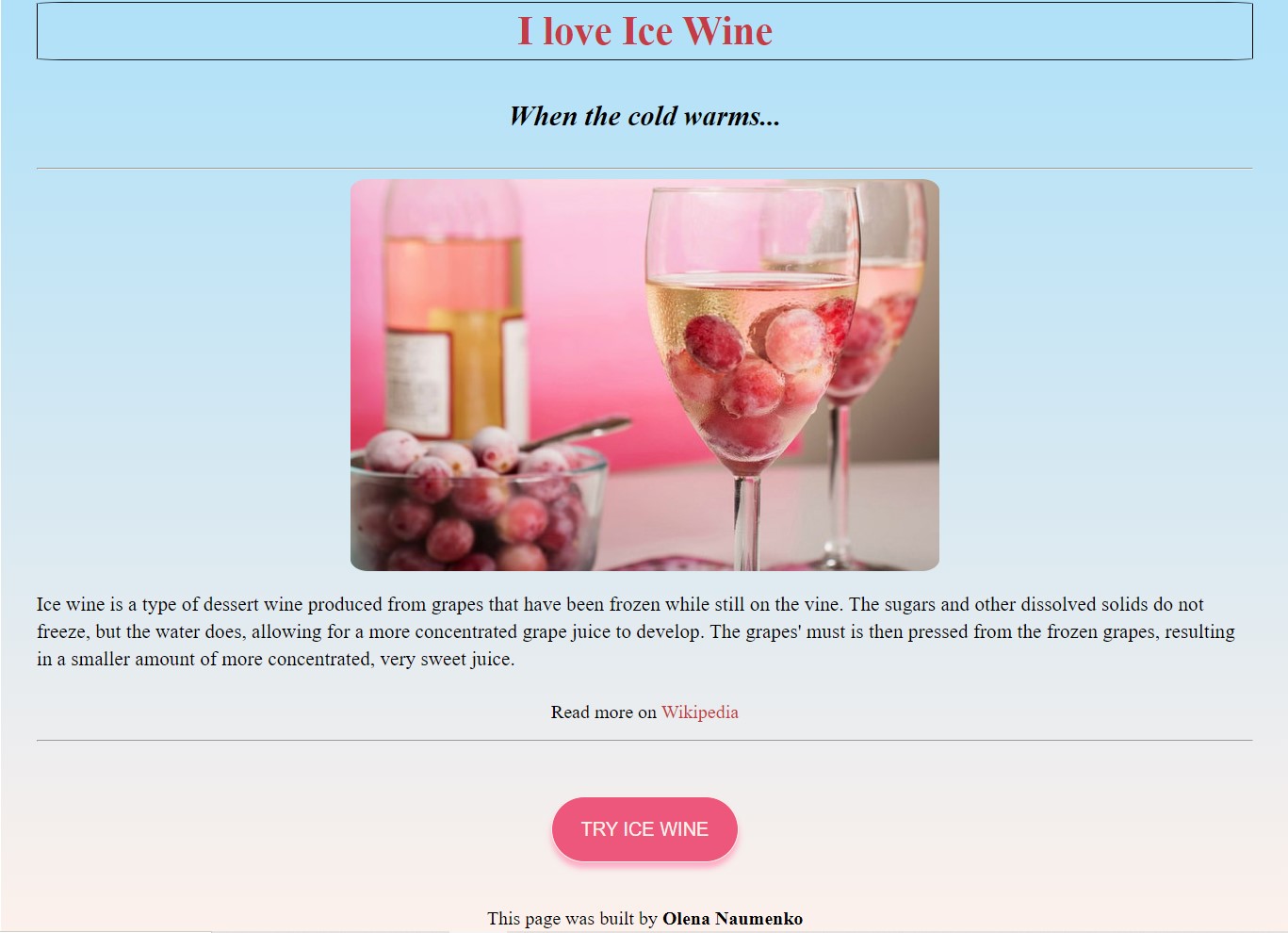 Ice Wine App project photo
